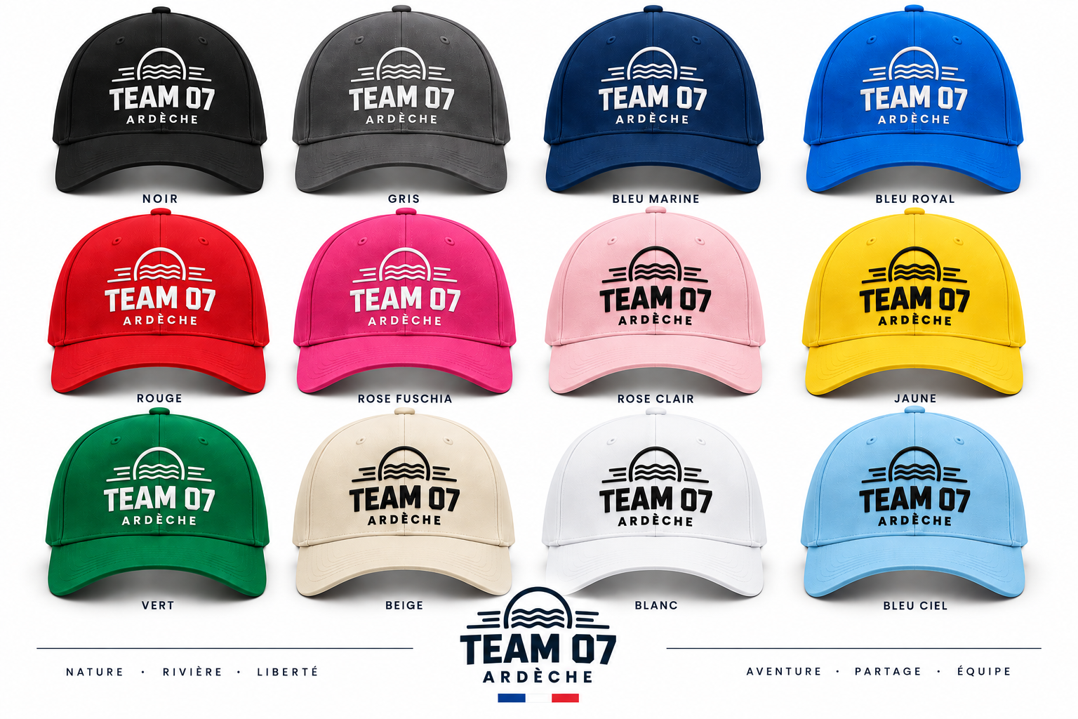 Collection de casquettes TEAM 07 Ardèche